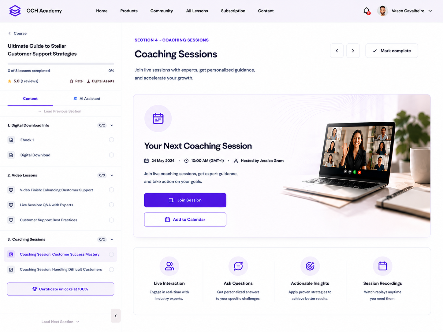 Coaching Sessions screenshot