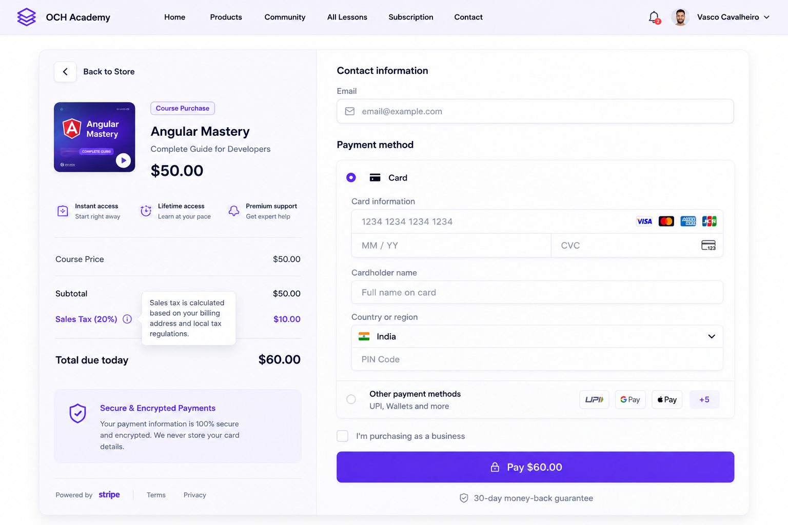 Payments and Tax screenshot